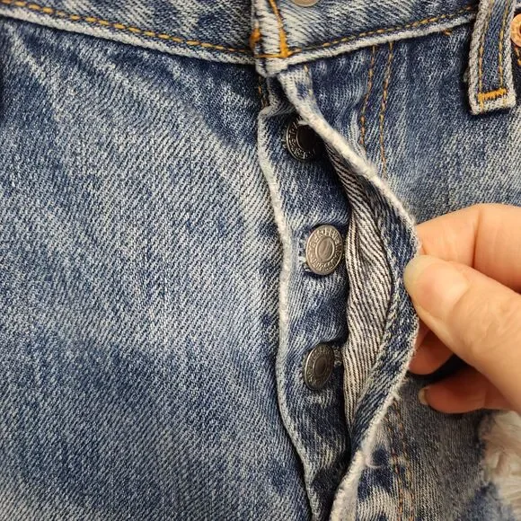 Vintage Levis 501-0115 Denim Jeans 30x24 Blue Altered Destoyed Punk Grunge 80s